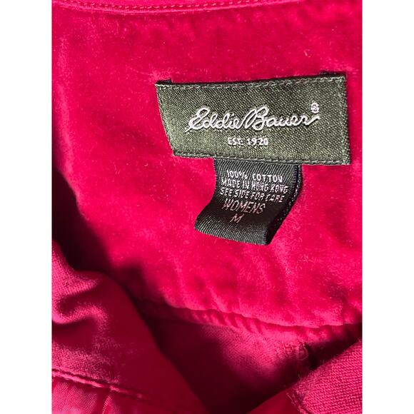 VTG Eddie Bauer Women's Velvet Snap Button Whimsygoth Cowgirl Blouse Red M - Picture 6 of 8